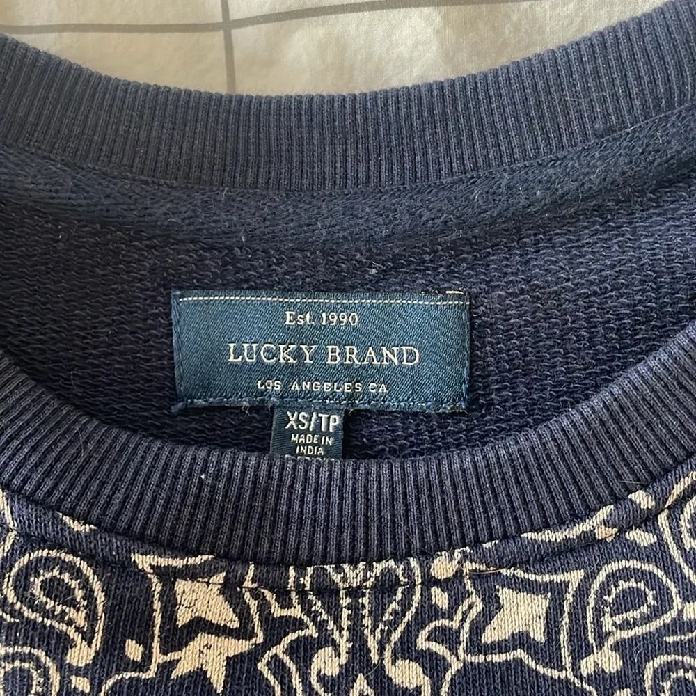 Lucky Brand Distressed Bandana Sweatshirt sz XS